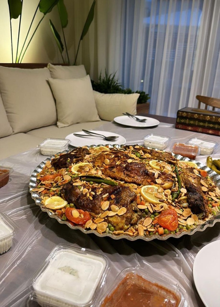 Grilled lamb served with rice or freekeh of choice